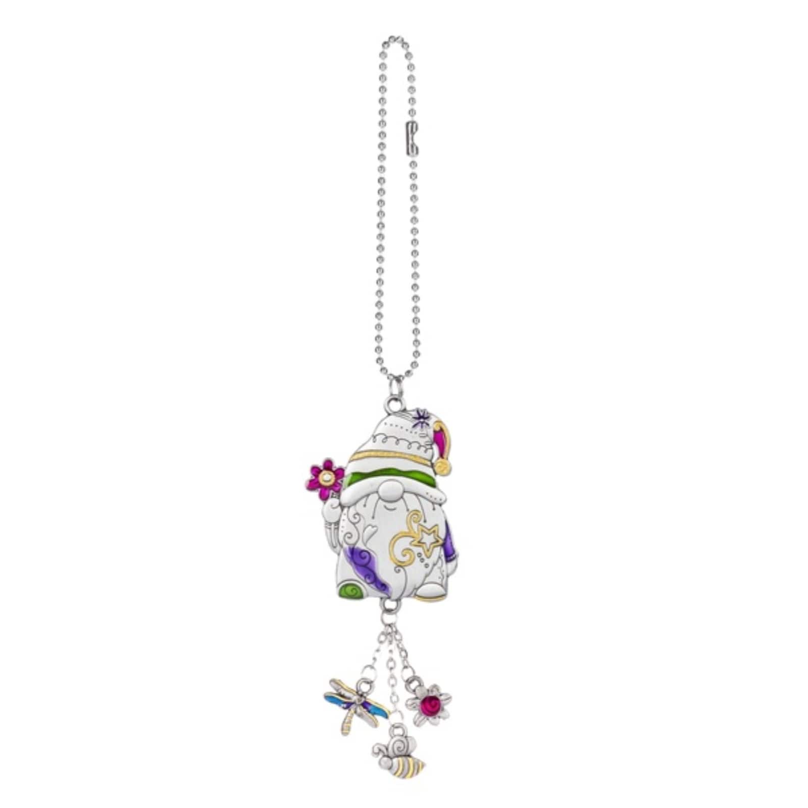 Ganz - Multi Color Gnome Holding Flower Car Charm 7.5 Inch with Chain - Silver price history on PriceWatchPro