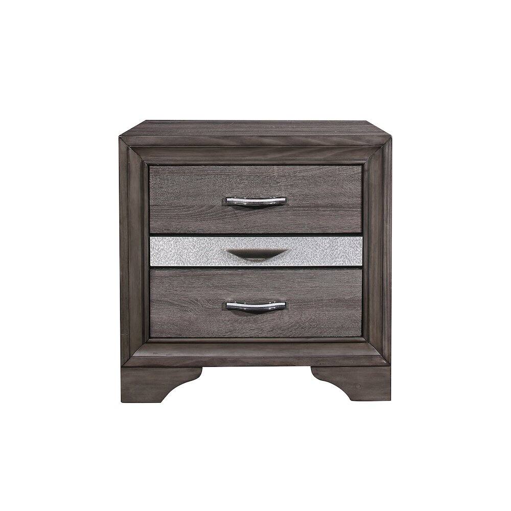 Front. Global Furniture USA - Traditional Glam Seville Grey Nightstand, Malamine Grey - Gray.