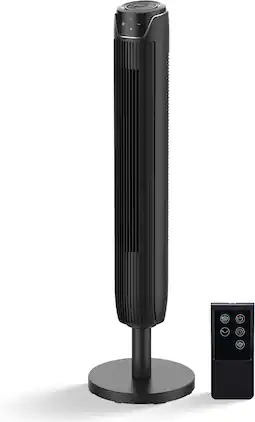 Senville - 42" Oscillating Tower Fan for Bedroom, Remote, Bladeless, Quiet, 3 Modes, 7-Hour Timer, LED Display