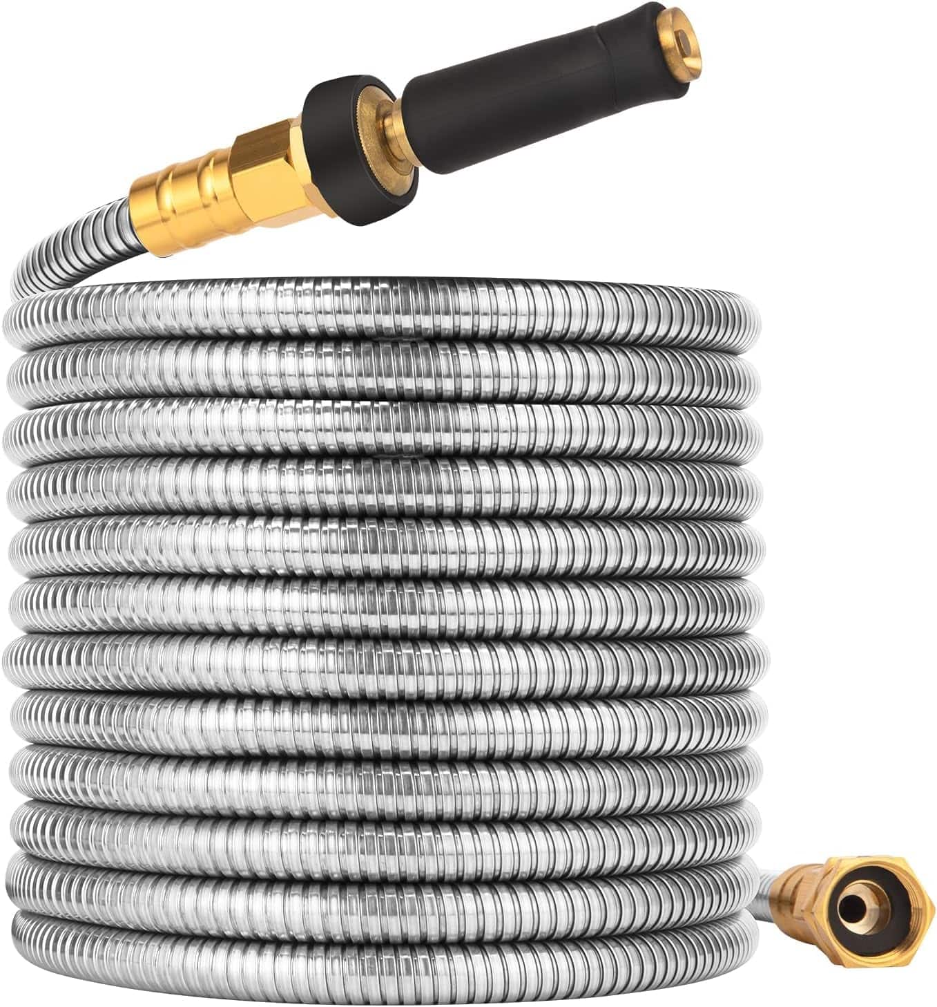 JETRANSPORT - Metal Garden Hose 150 Ft - 304 Stainless Steel Water 150 Expandable Short Flexible No Kink Explosion Bite - 200FT