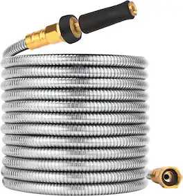 JETRANSPORT - Metal Garden Hose 150 Ft - 304 Stainless Steel Water 150 Expandable Short Flexible No Kink Explosion Bite - 200FT