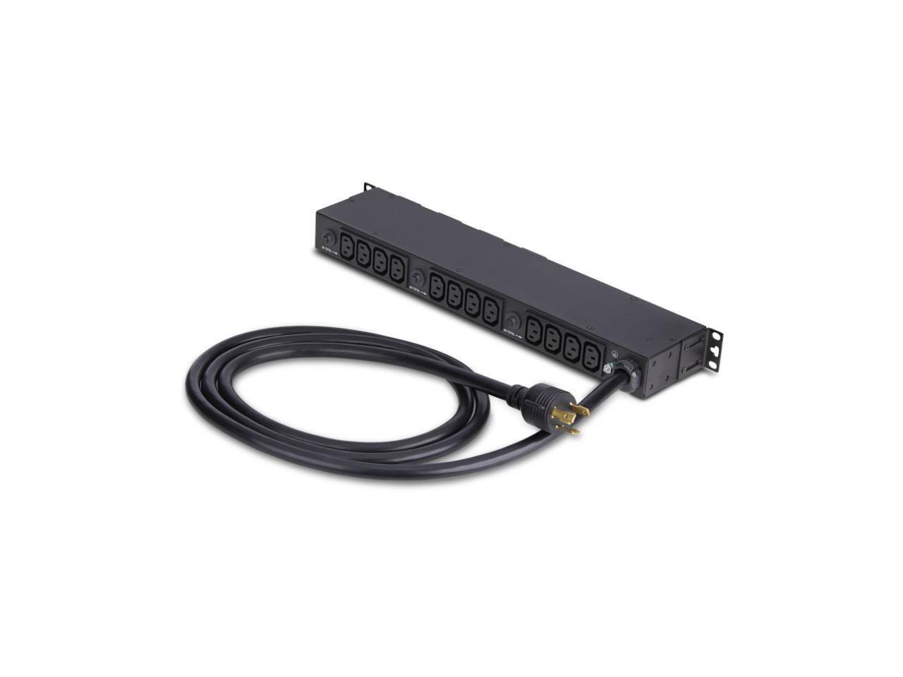 Front. StarTech.com - StarTech 20-Outlet 1U Rackmount PDU, 16x C13 + 4x C19, NEMA L6-30P, 30A/240V, UL-Listed, TAA - Black.
