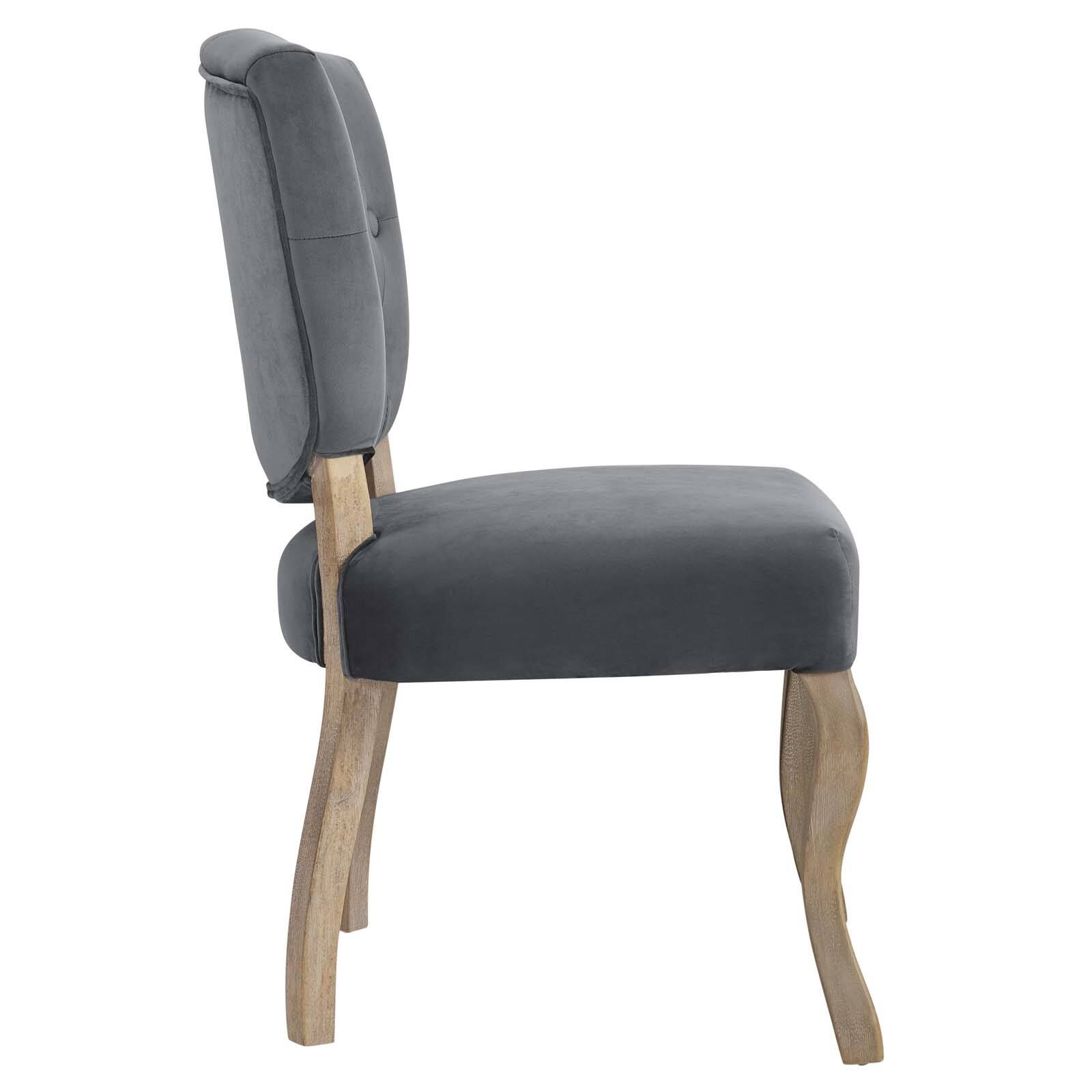 Left. Modway - Array Vintage French Performance Velvet Dining Side Chair by Modway - Gray.