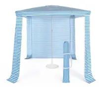 Costway - 6.6' x 6.6' Foldable Beach Cabana Easy-Setup Beach Canopy with Carry Bag - Blue - Front_Zoom