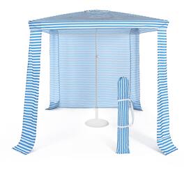 Costway - 6.6' x 6.6' Foldable Beach Cabana Easy-Setup Beach Canopy with Carry Bag - Blue