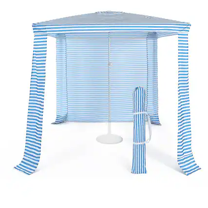 Front. Costway - 6.6' x 6.6' Foldable Beach Cabana Easy-Setup Beach Canopy with Carry Bag - Blue.