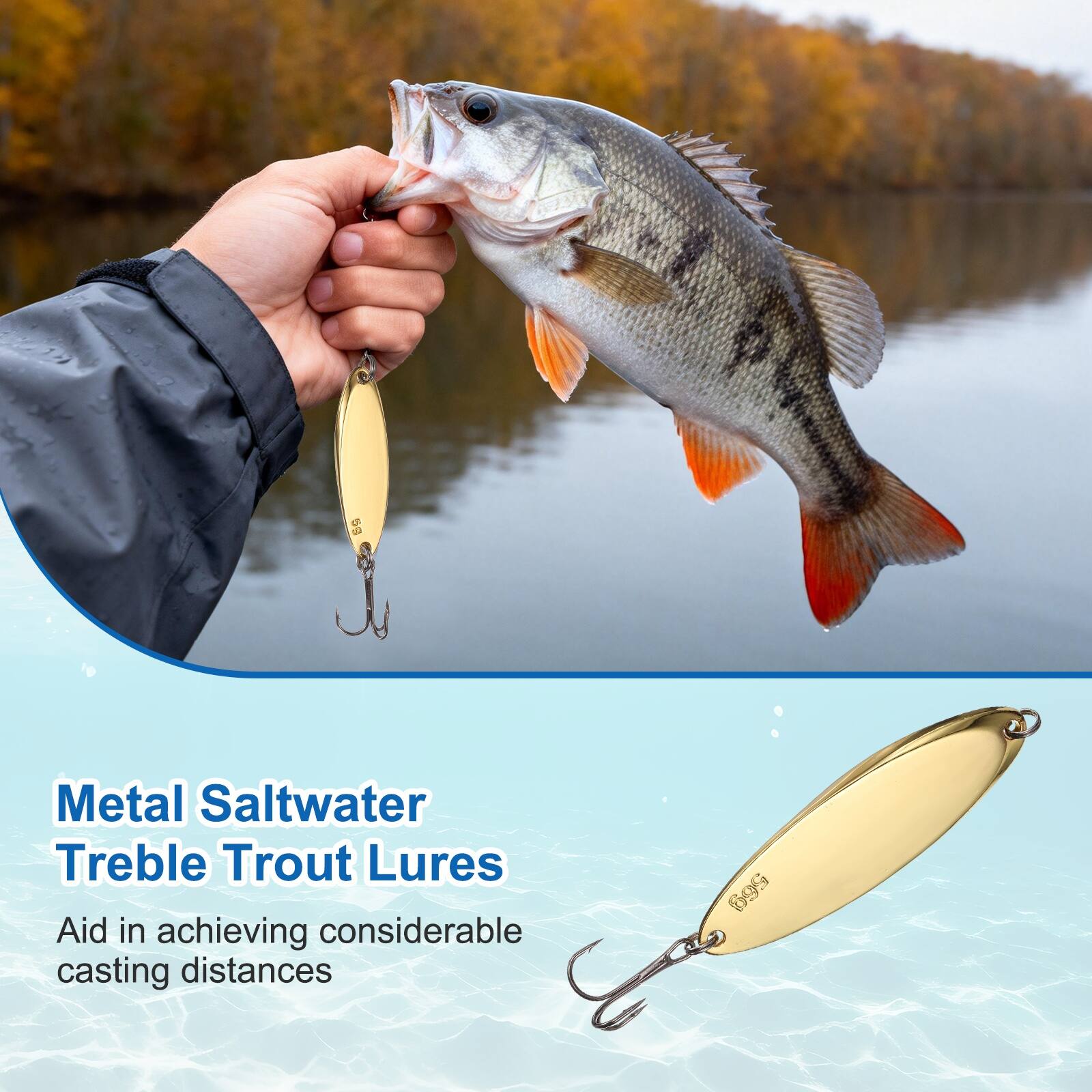 Metal Saltwater Treble Trout Lures  
Aid in achieving considerable casting distances