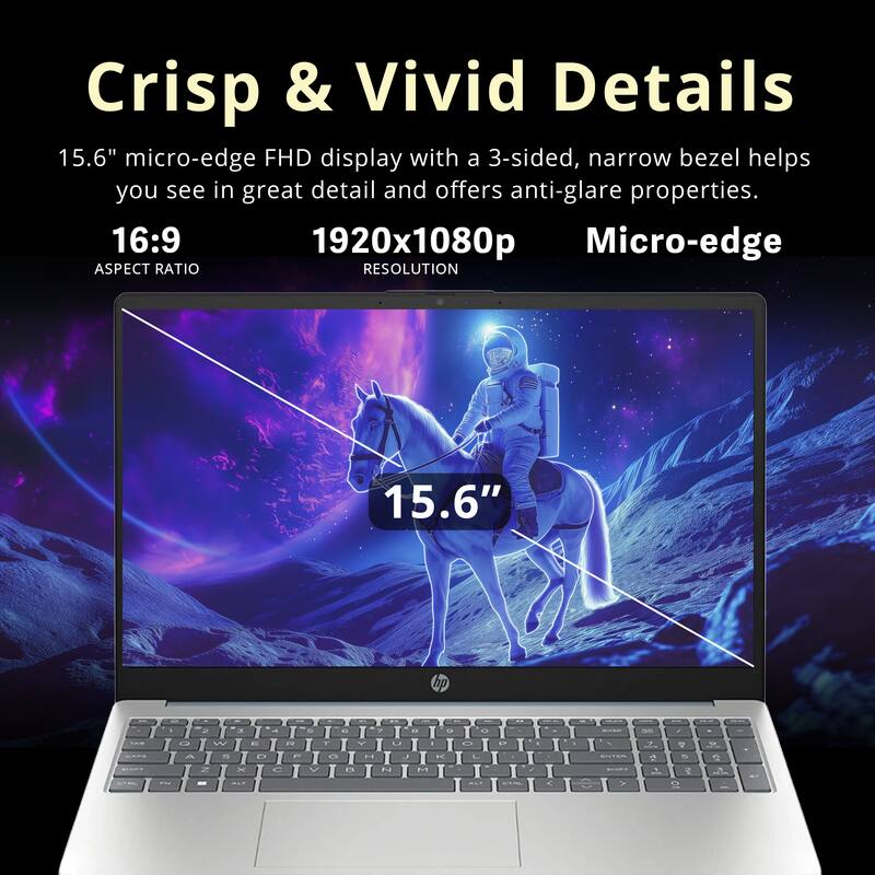 Crisp & Vivid Details

15.6" micro-edge FHD display with a 3-sided, narrow bezel helps you see in great detail and offers anti-glare properties.

16:9 ASPECT RATIO

1920x1080p RESOLUTION

Micro-edge