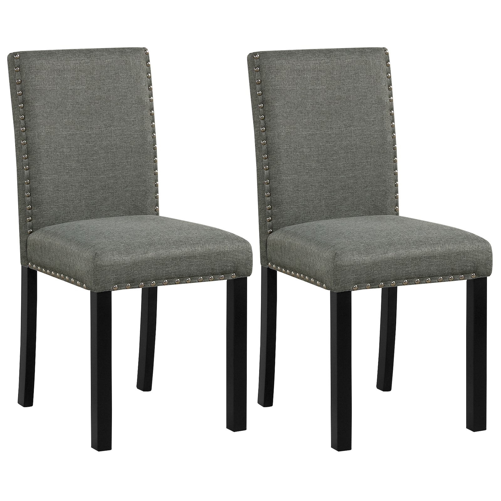 Gymax - Wooden Dining Chairs Set of 2 w/Solid Rubber Bent Wood Legs for Dining Room Grey - Gray
