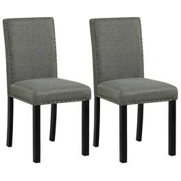 Gymax - Wooden Dining Chairs Set of 2 w/Solid Rubber Bent Wood Legs for Dining Room Grey - Gray