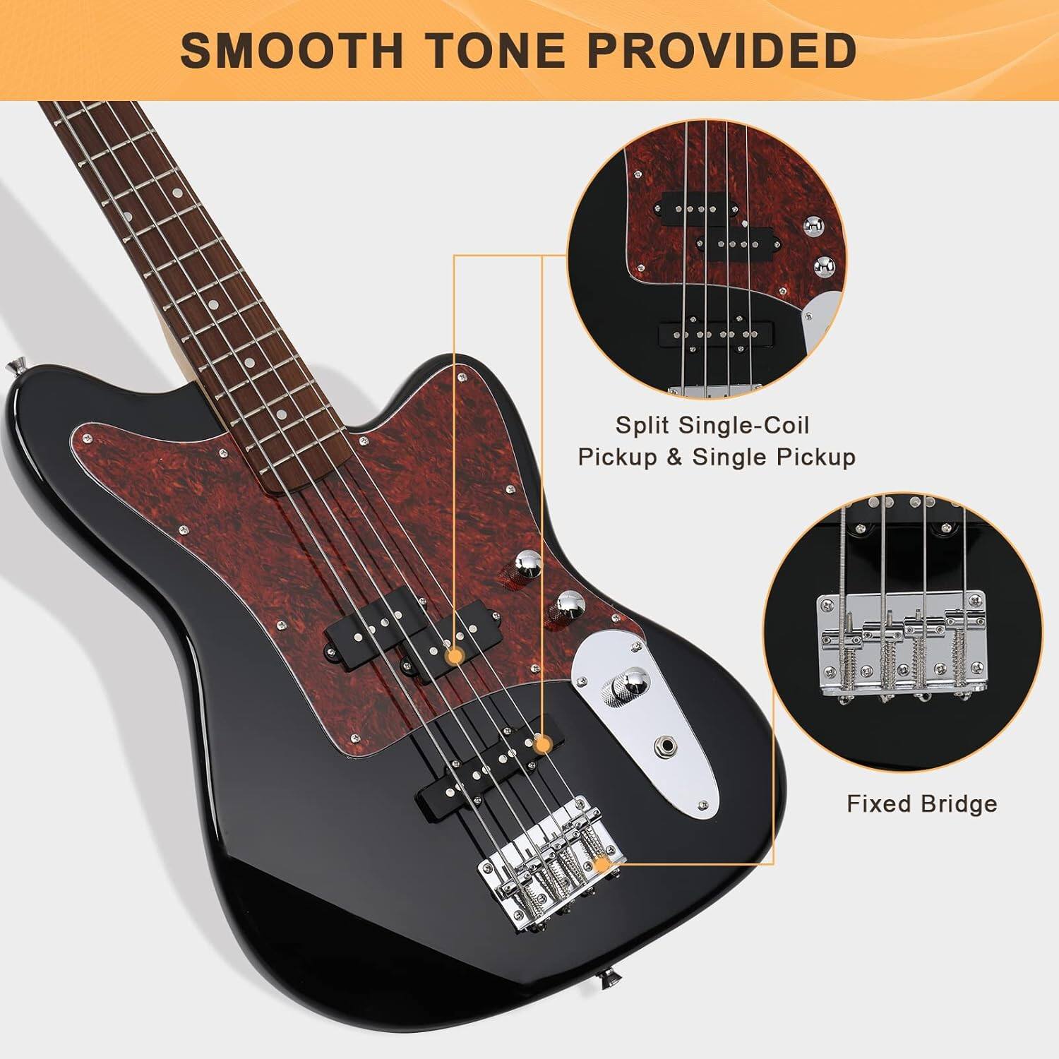 SMOOTH TONE PROVIDED

Split Single-Coil Pickup & Single Pickup

Fixed Bridge