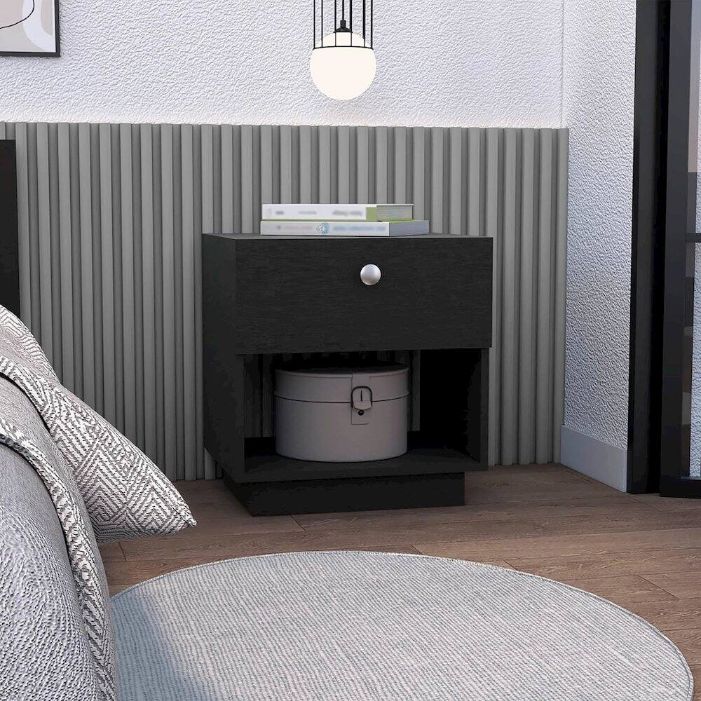 Alt View 2. TuHome - Paris Nightstand Black MDF - Black.