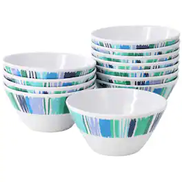 Gibson - Home Tropical Sway Orleans 12 Piece 6 Inch Melamine Bowl Set - Blue