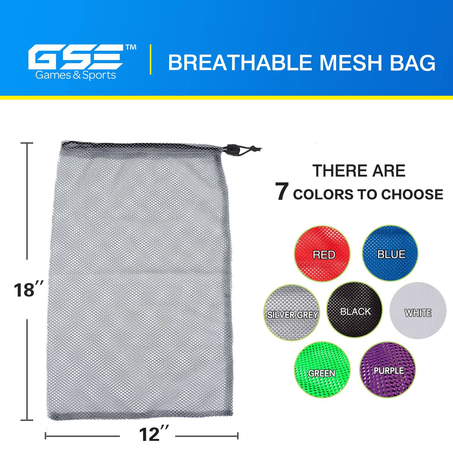 TM GSS BREATHABLE MESH BAG Games & Sports THERE ARE 7 COLORS TO CHOOSE RED BLUE SILVER GREY BLACK WHITE GREEN PURPLE 18" 12"