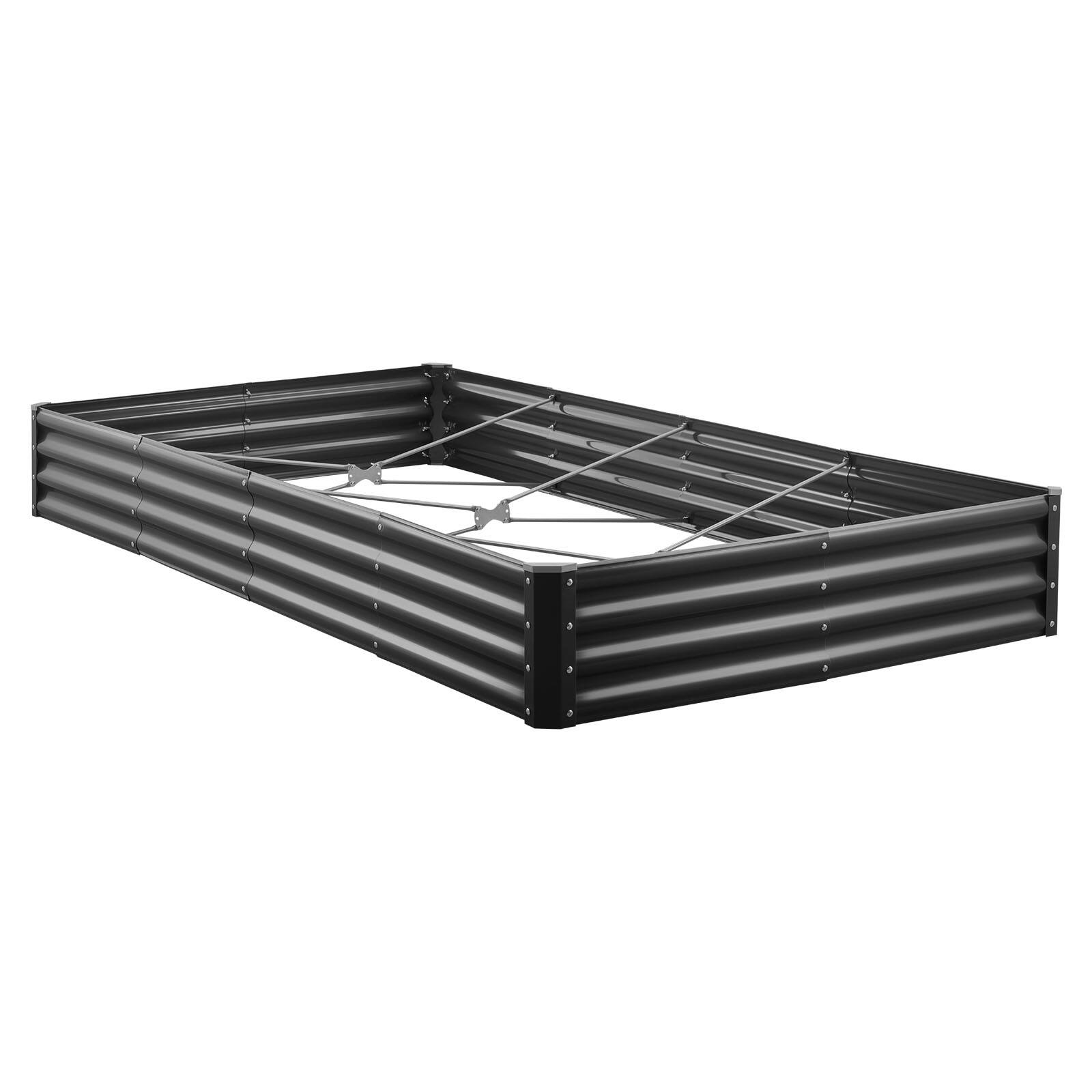 Alt View 5. VEVOR - Metal Raised Garden Bed, 8 x 4 x 1 ft Outdoor Galvalume Planter Garden Box, Open Bottom Design, Large Planter Raised Bed - Gray.