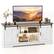 Front. Costway - TV Stand for 65” TVs with LED Lights Adjustable Brightness Human Induction - Brushed White.