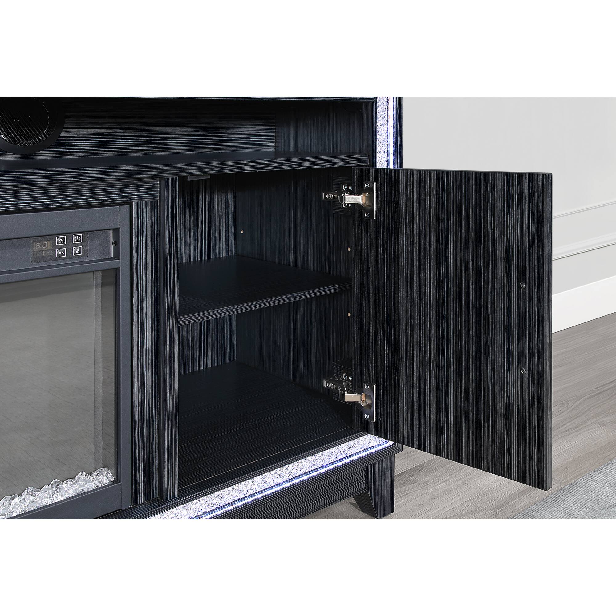 Alt View 4. Boyel Living - Almera Dark Gray Rubber Wood Contemporary 72 Inch Fireplace - DARK GRAY.