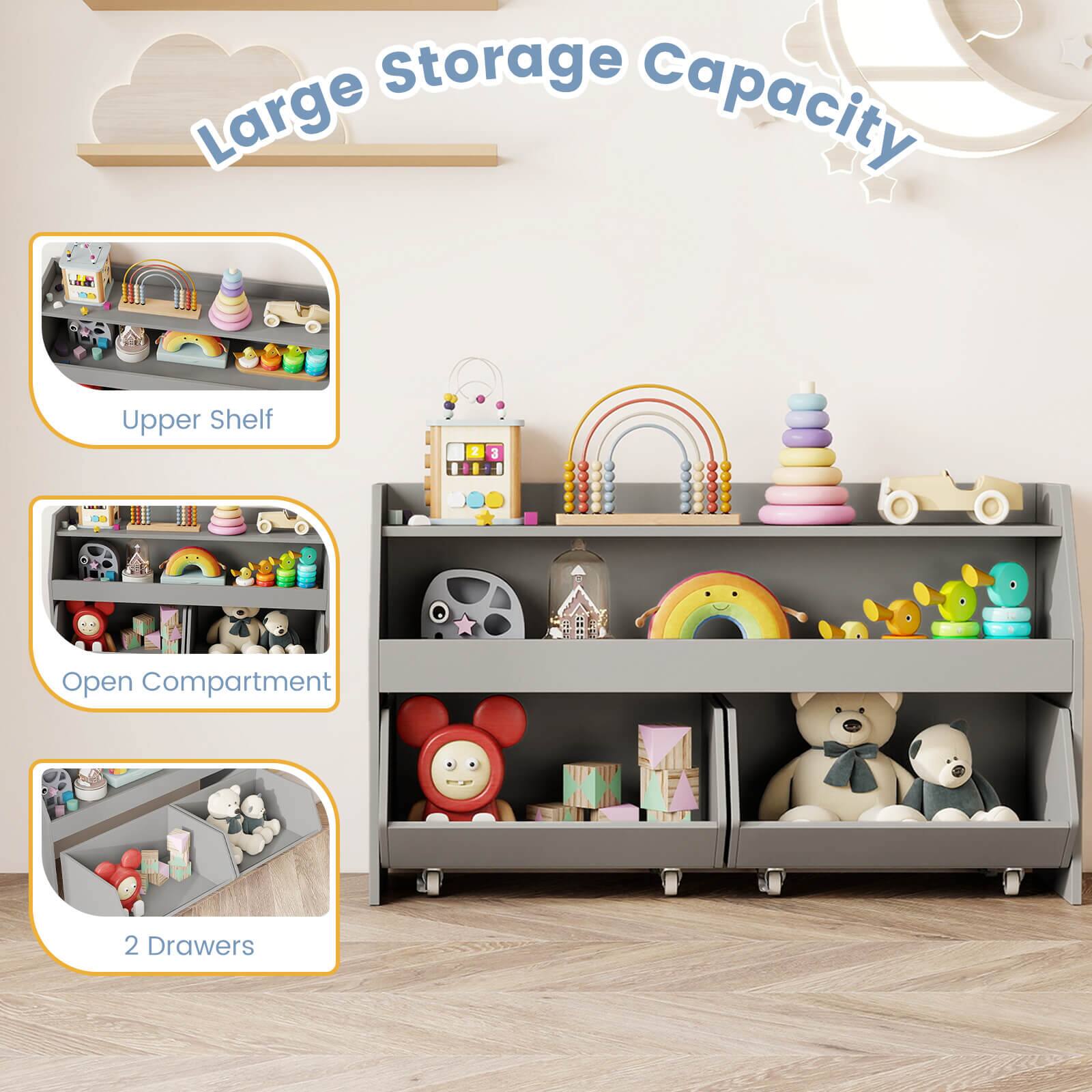Large Storage Capacity

- Upper Shelf
- Open Compartment
- 2 Drawers