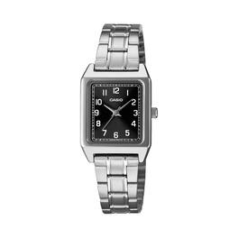 Casio - Women's Black Dial Stainless Steel Classic Analog Watch - LTP-B150DA-1BDF - Silver