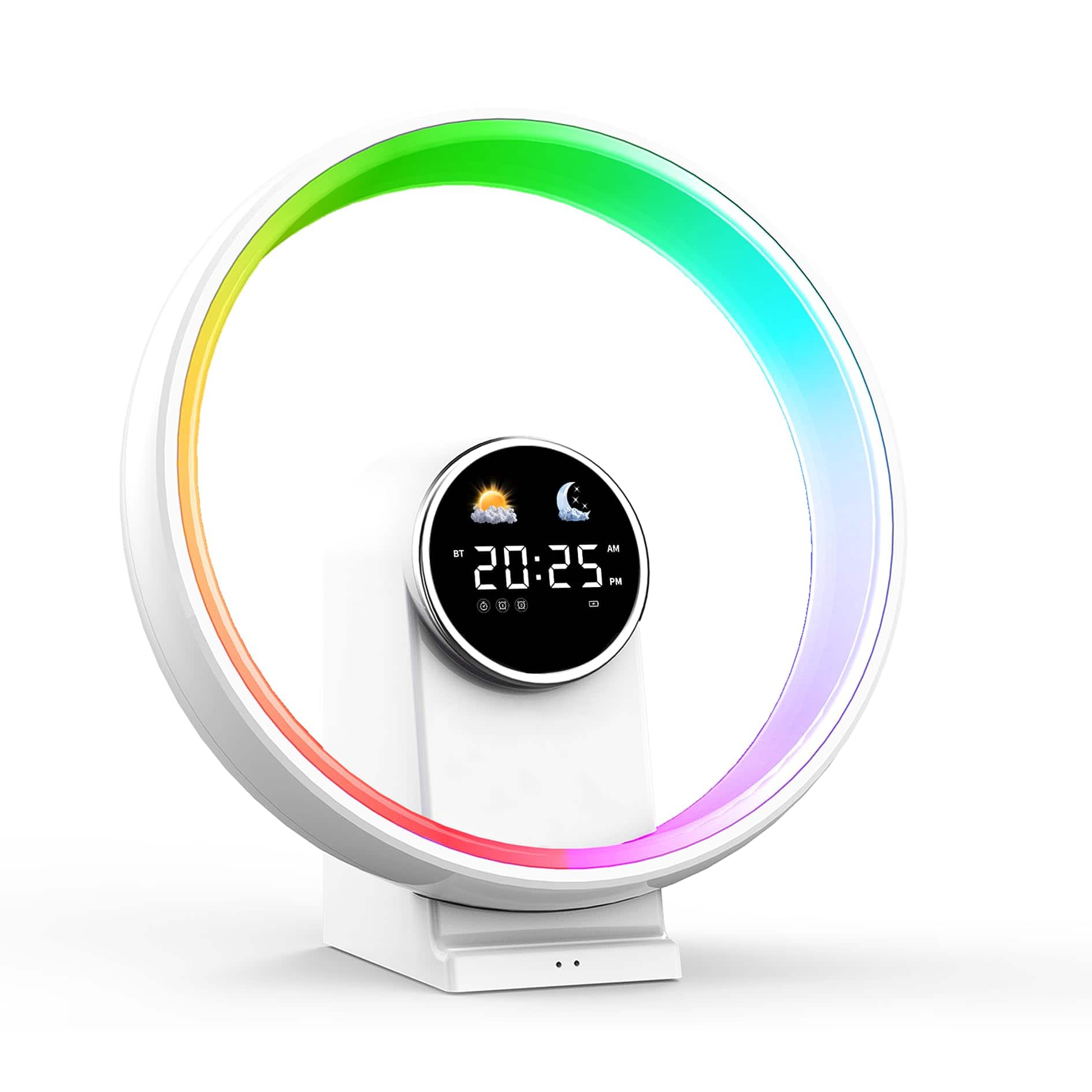 Dazzed Corner - Sunrise Alarm Clock with Bluetooth Speaker, Dual Alarms - White