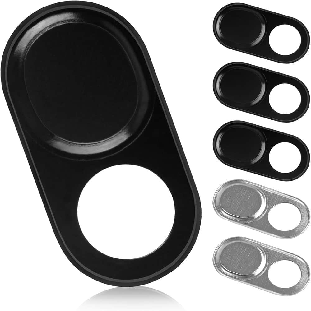 RTMB - 6-Pack Ultra-Thin Webcam Cover Slide, Black & Silver, Laptop & Phone