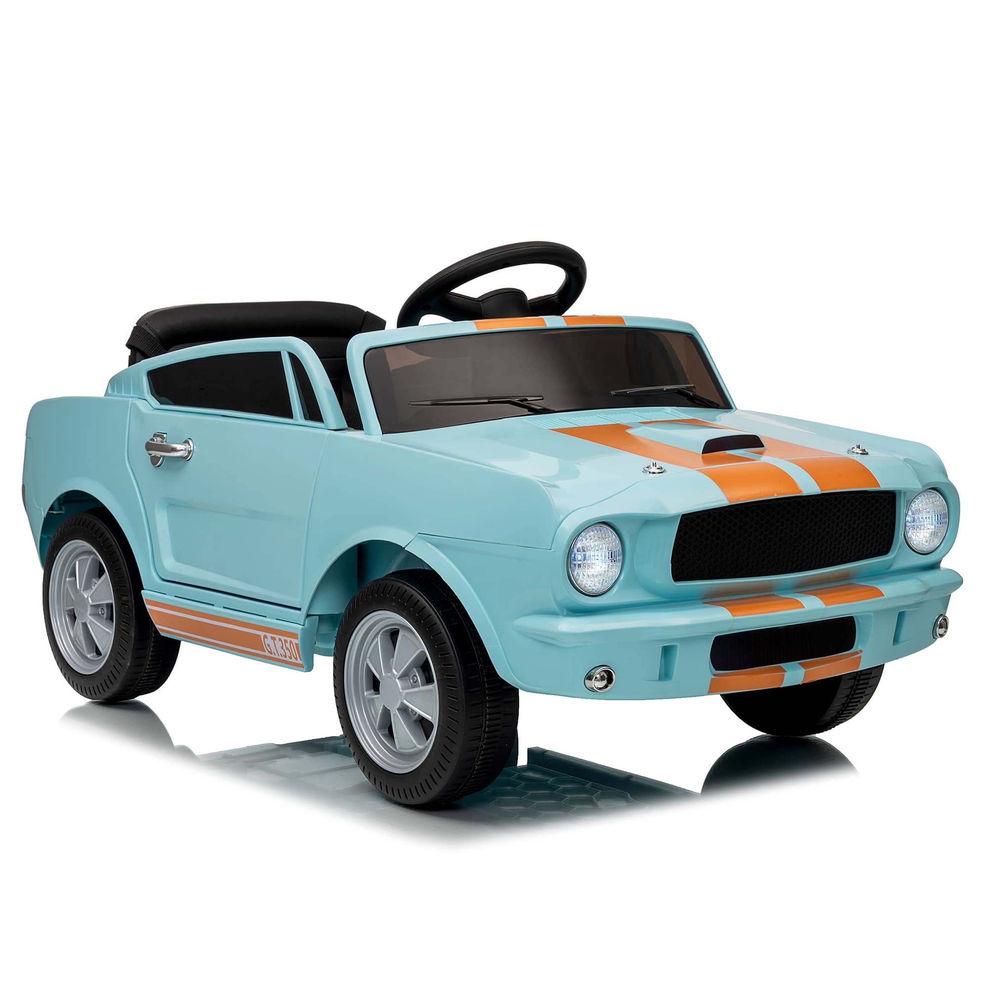 Qeetex - Licensed Shelby 12V Kids Electric Car Parent Remote 3 Speeds Music for Kids - Blue
