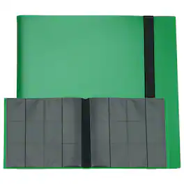Unique Bargains - 12 Pocket Trading Card Binder, PU Cover 480 Side Loading Card Album Folder for TCG Game Sports Cards - Dark Green