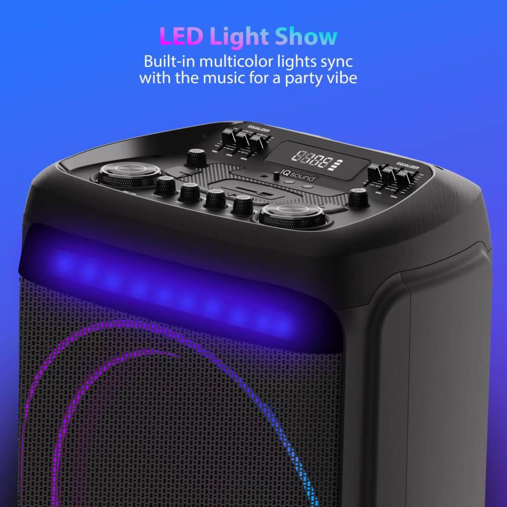 LED Light Show  
Built-in multicolor lights sync with the music for a party vibe