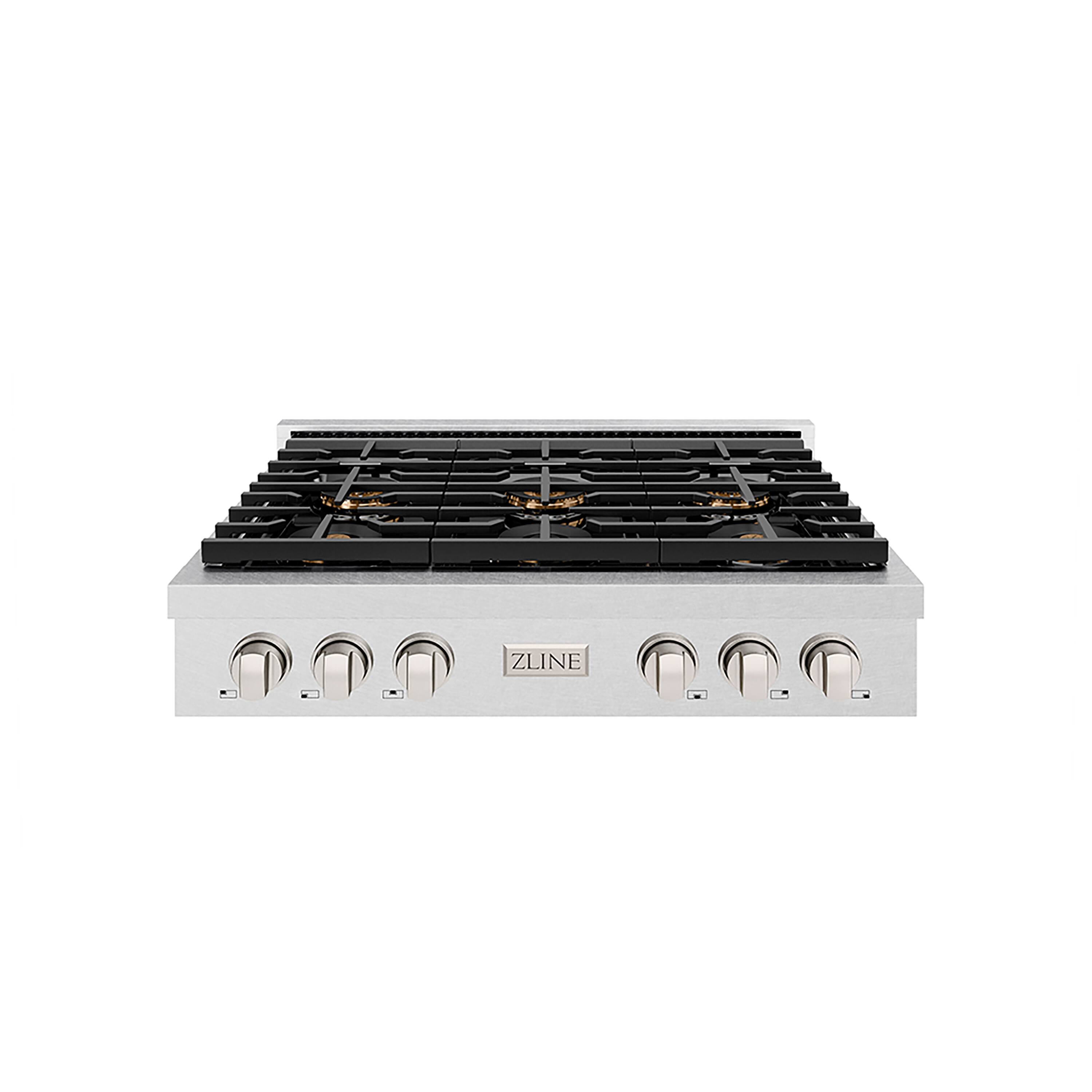 ZLINE - 36 in. Paramount Gas Rangetop with 6 Burner DuoPro Cooktop (PSRTS-36) - Satin Stainless Steel