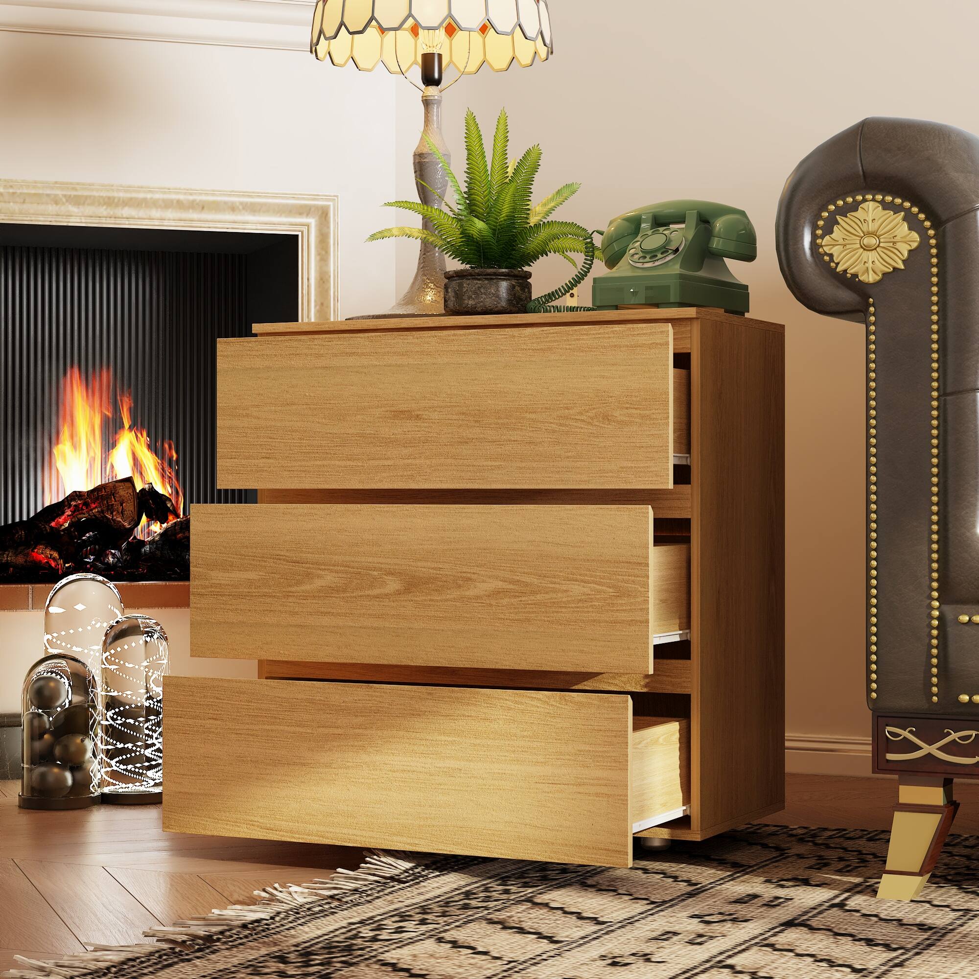 Alt View 9. FUFU & GAGA - FUFU&GAGA 3 - Drawer Dresser Compact Storage Unit – Natural Wood, Multi - Functional for Home Spaces - Wooden.