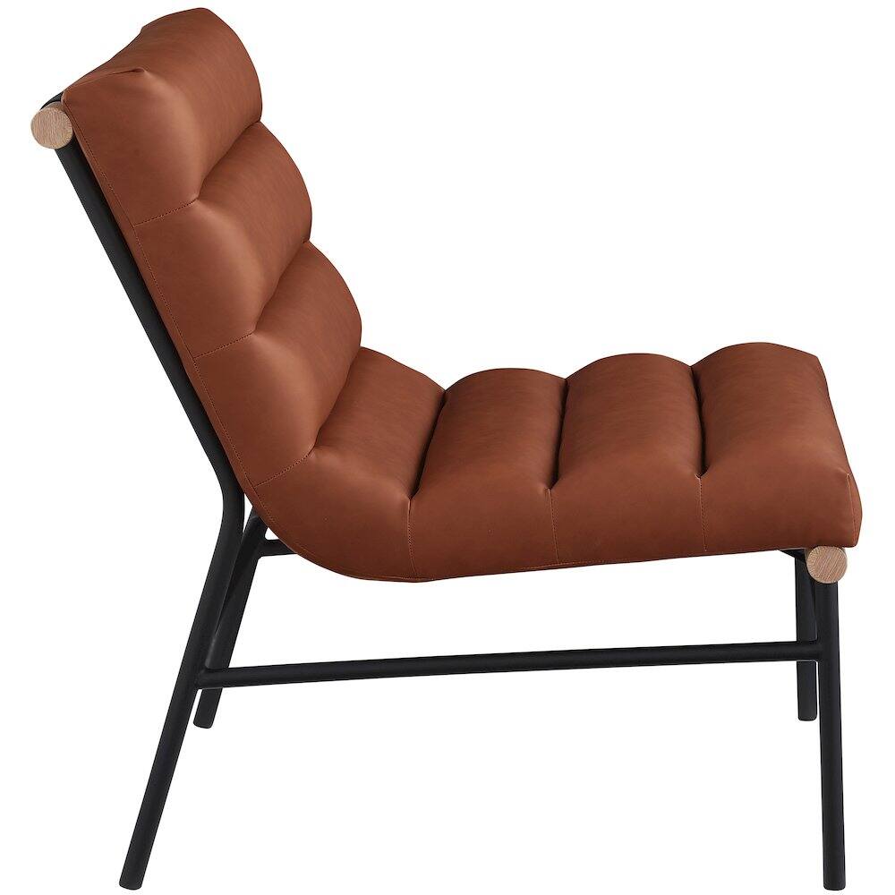 Alt View 4. Meridian Furniture - Burke Cognac Vegan Leather Accent Chair - Brown.