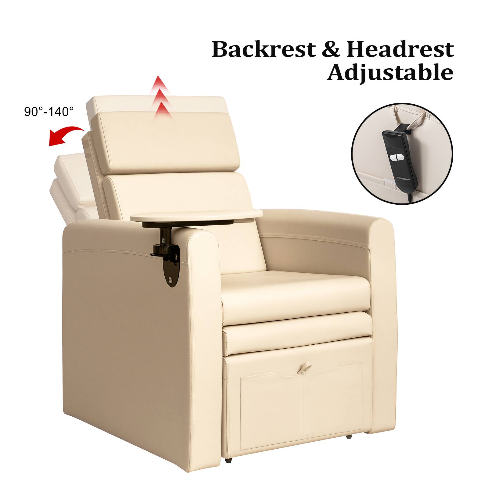 Backrest & Headrest Adjustable 90°-140°
