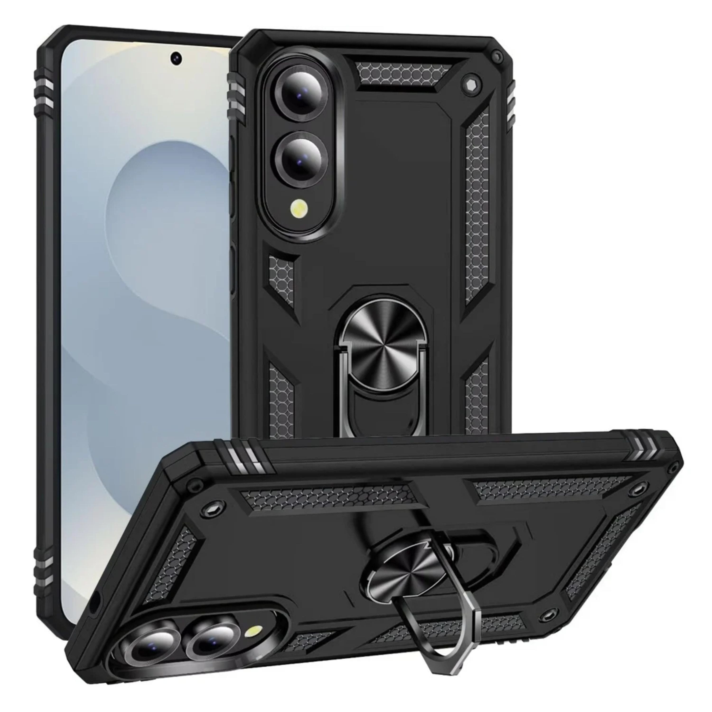Kitcheniva - Shockproof Ring Magnetic Kickstand Phone Case With Tempered Glass For Samsung Galaxy S25 Edge - Black price history on PriceWatchPro