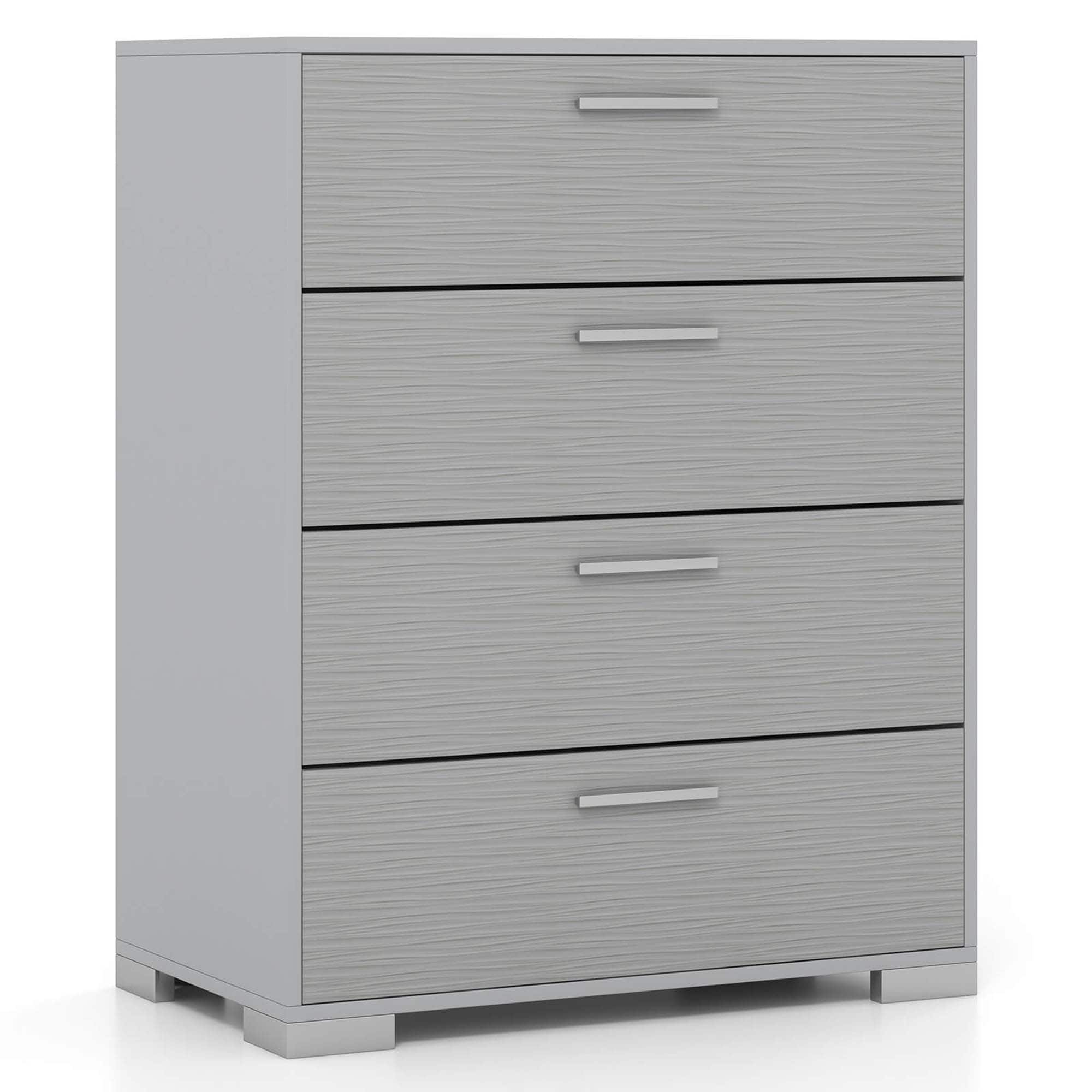 Costway - 4 Drawer Storage Cabinet with Metal Legs & Handles Anti-Toppling Devices - Gray
