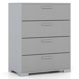 Costway - 4 Drawer Storage Cabinet with Metal Legs & Handles Anti-Toppling Devices - Gray