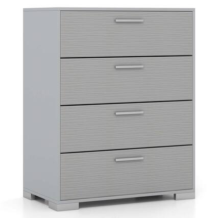 Front. Costway - Costway 4 Drawer Storage Cabinet with Metal Legs & Handles Anti-Toppling Devices - Gray.