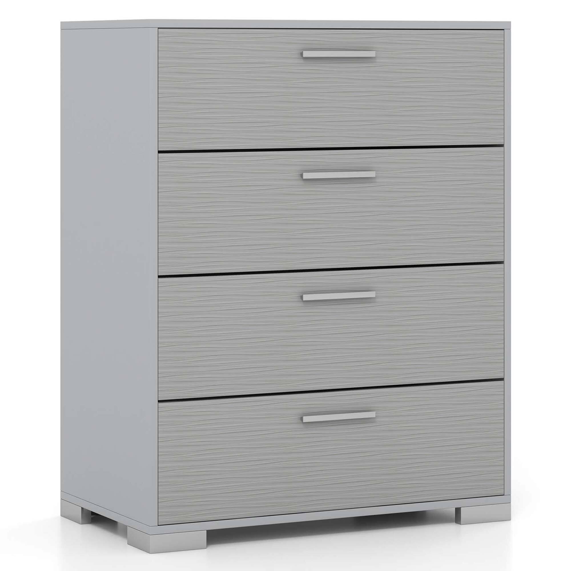 Front. Costway - Costway 4 Drawer Storage Cabinet with Metal Legs & Handles Anti-Toppling Devices - Gray.