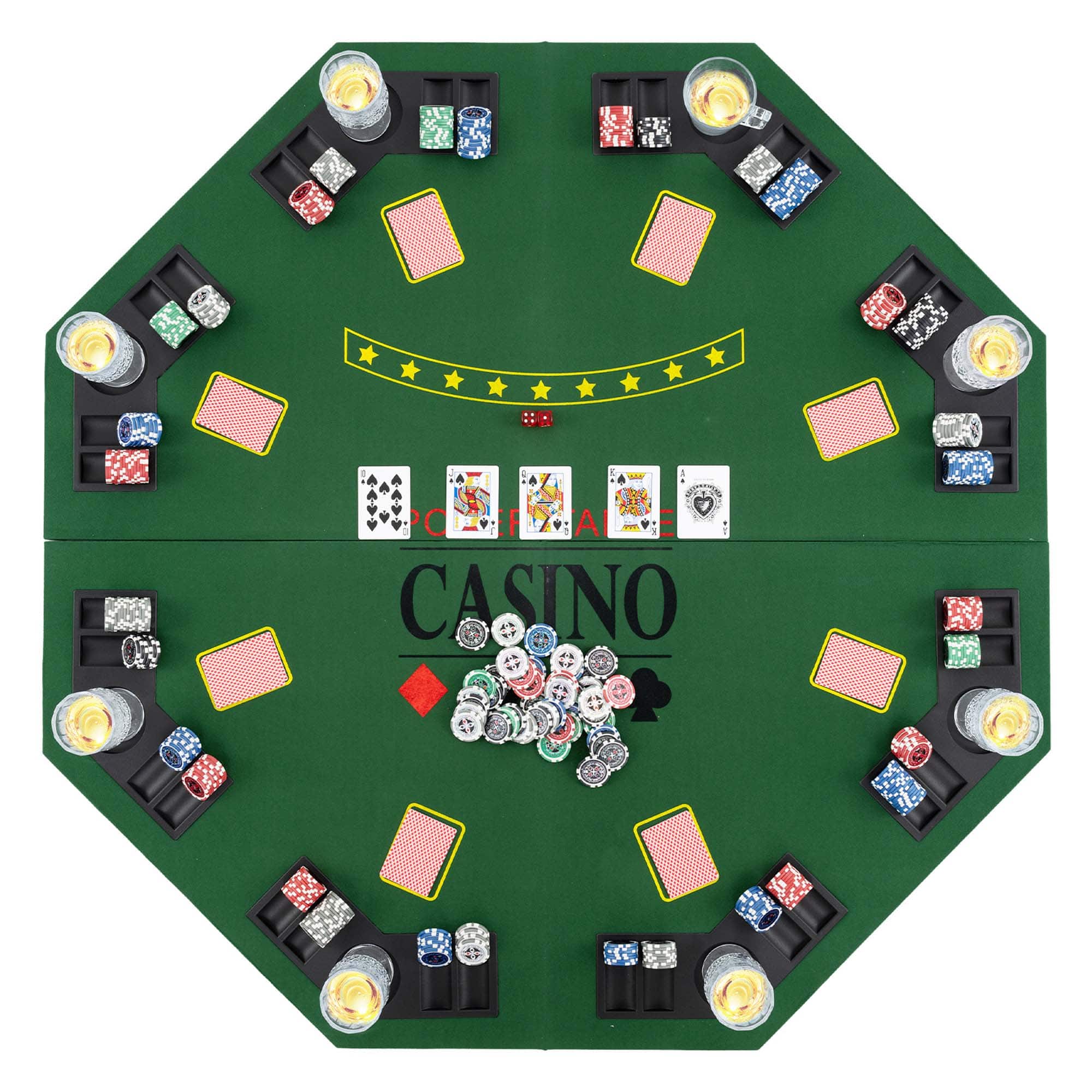 Costway - 48" Poker Table Top - 8 Player Foldable Texas Holdem Poker Table Topper - Green