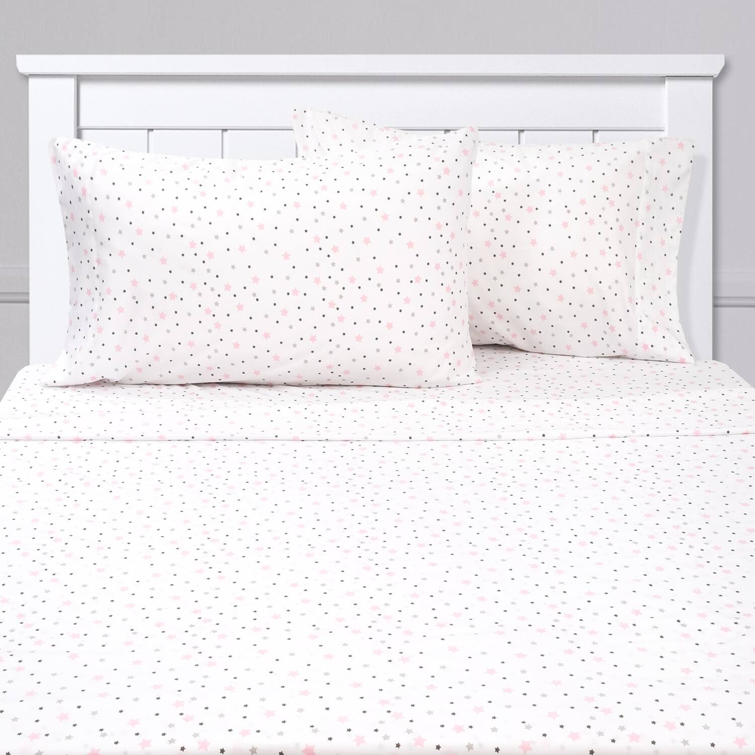 Left. Sweet Home Collection - Kids' Printed Classic & Bright Ultra Soft Microfiber Sheet Sets - Twin - Stars.