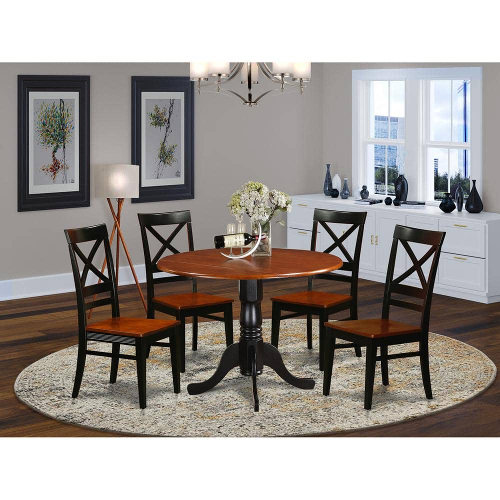 East West Furniture - 5 PC Kitchen Table set-Dining Table and 4 Wooden Kitchen Chairs - Black & Cherry price history on PriceWatchPro