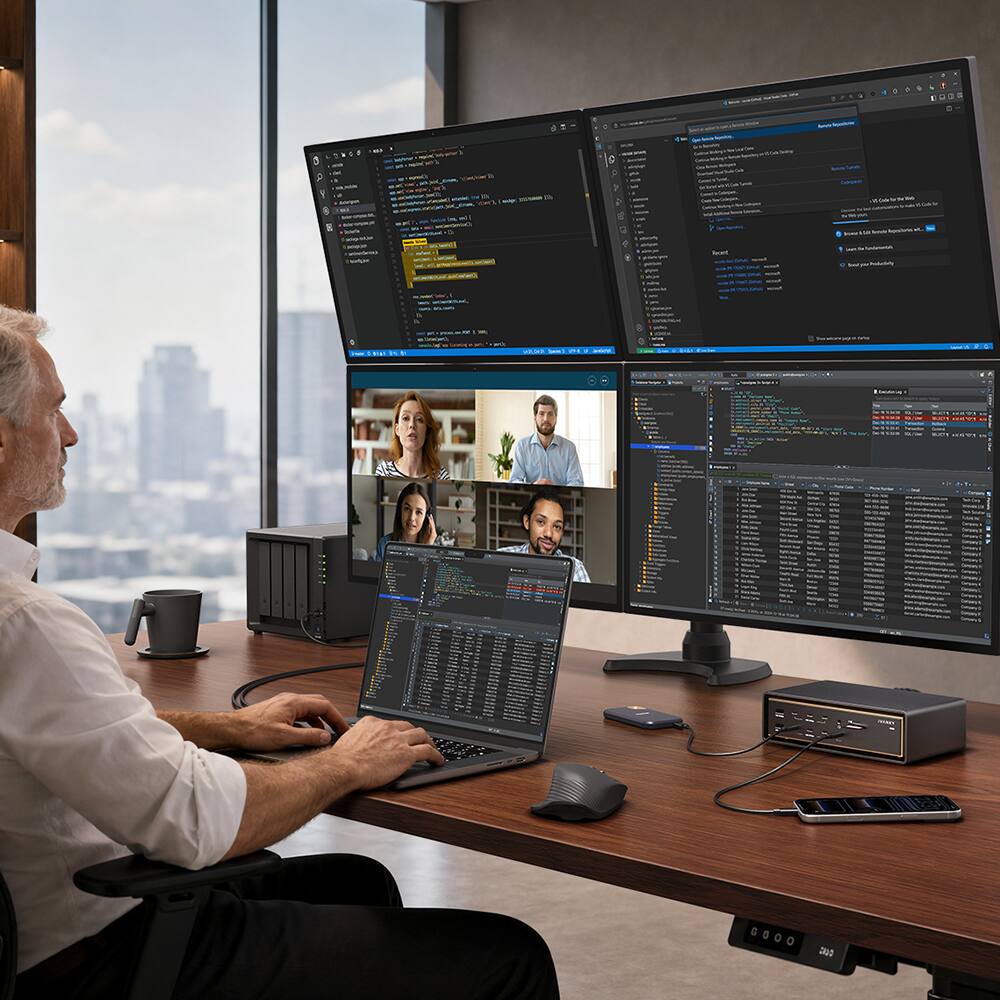 Alt View 9. iVANKY - Thunderbolt 5 Docking Station 26-in-1 Quad 6K/Triple 8K Display For M1-M5 Pro/Max with Thunderbolt 5 Cable,PD 240W,10GbE.
