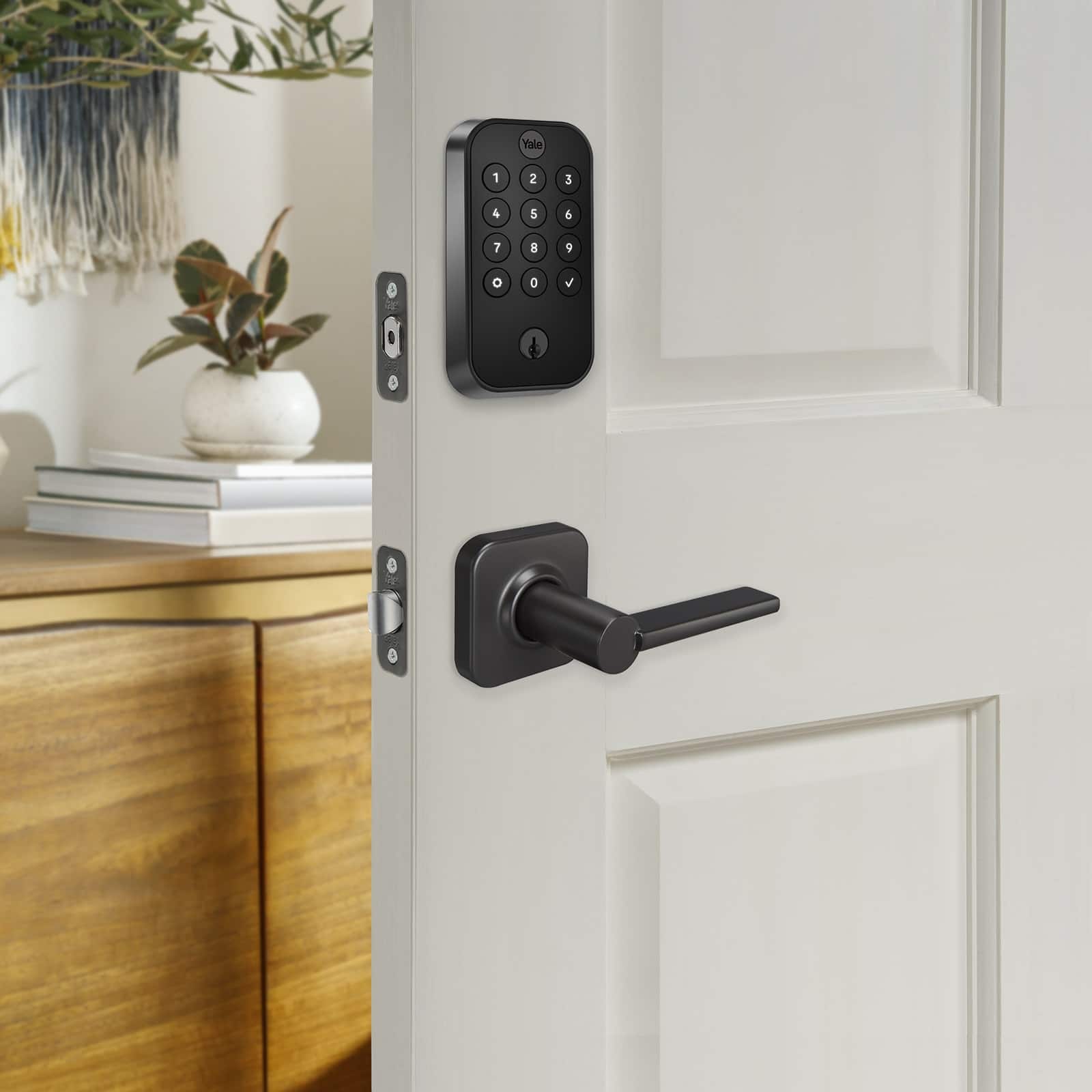 Alt View 15. Yale - Assure Lock 2 - Smart Lock Wi-Fi Deadbolt with Push Button Keypad | Key Access - Black Suede.