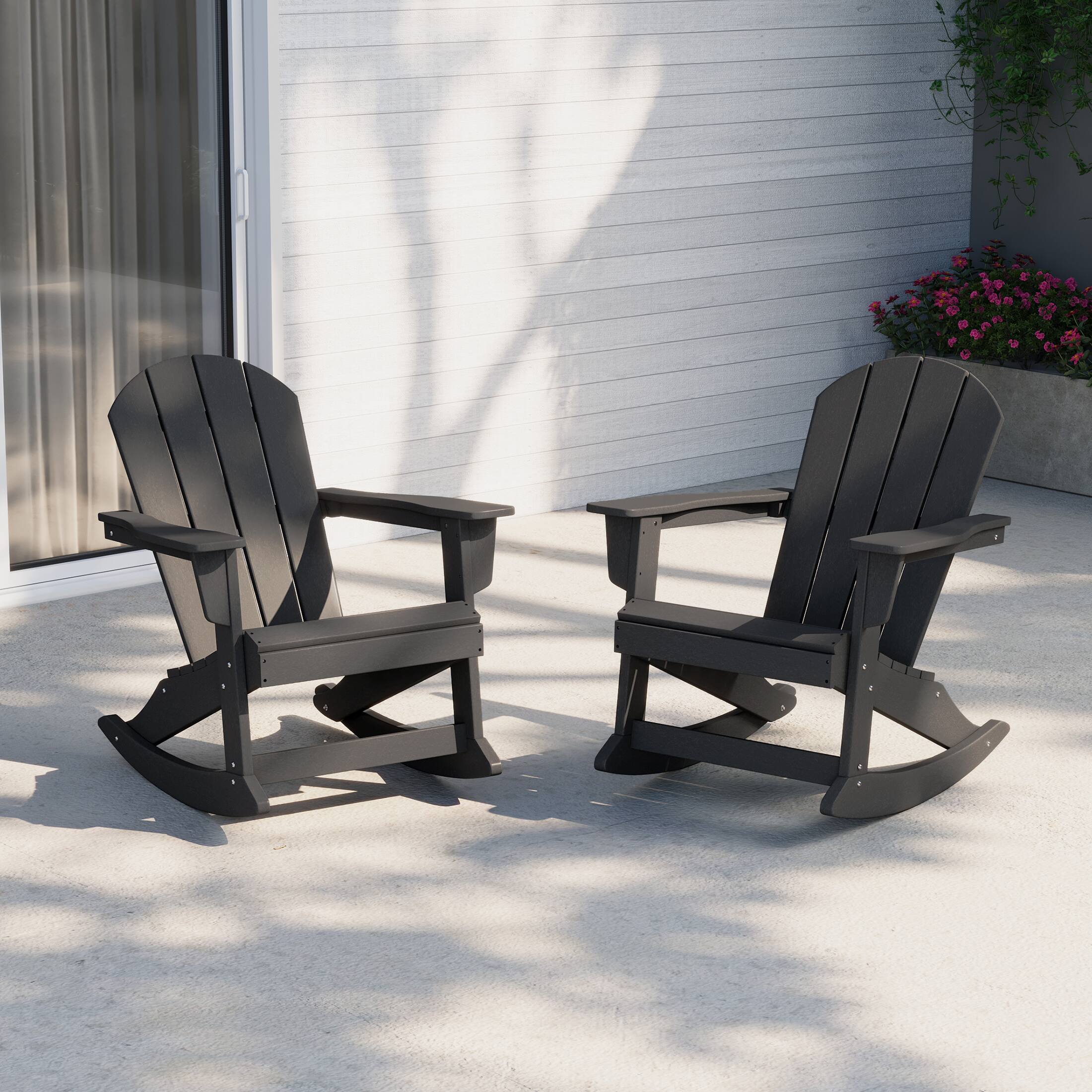 Angle. WestinTrends - WestinTrends Malibu 2 piece set Outdoor / Patio Poly Adirondack rocking chairs ( 2 seater ) - Gray.