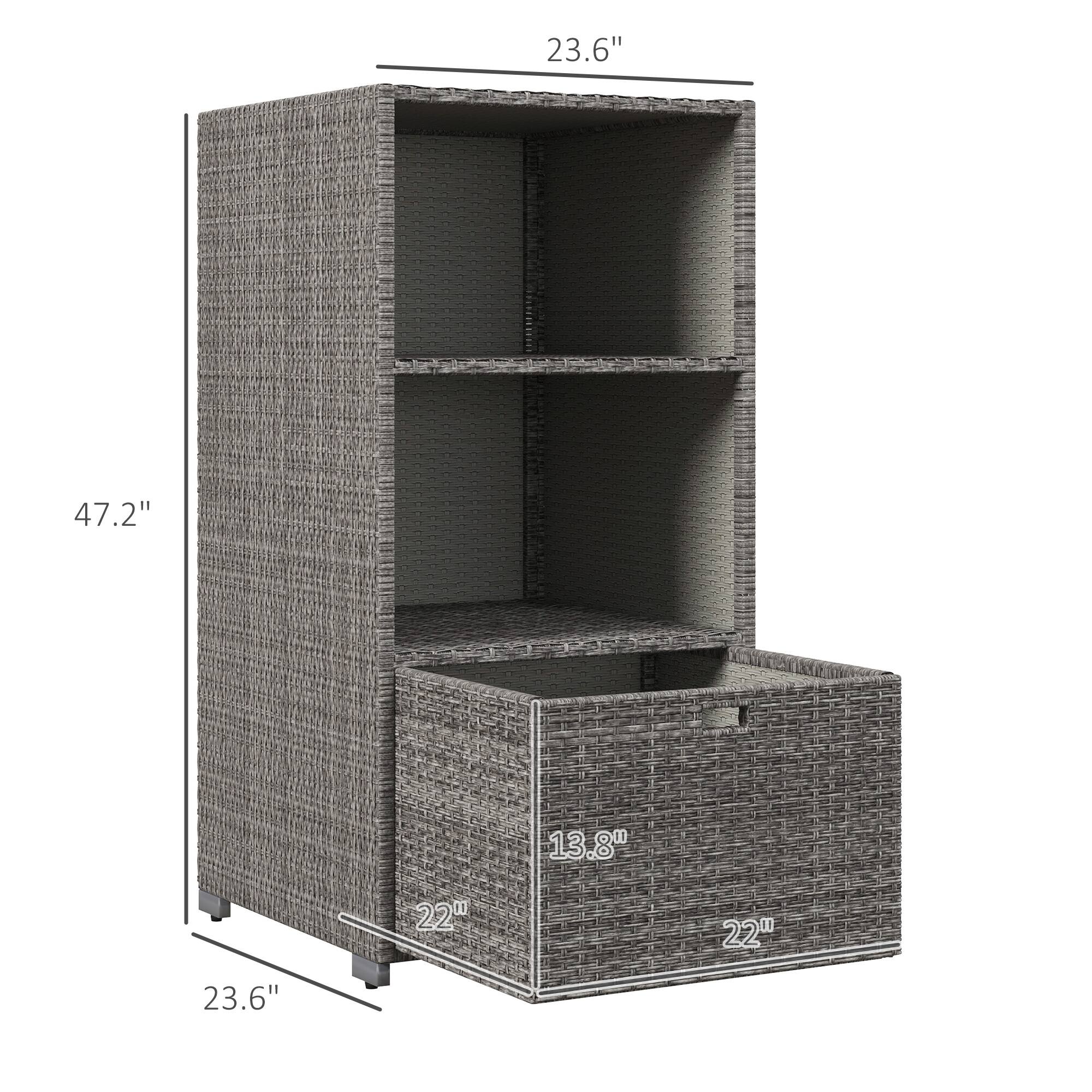 The dimensions of the shelf are:

- Height: 47.2"
- Width: 23.6"
- Depth: 22"
- Shelf depth: 13.8"