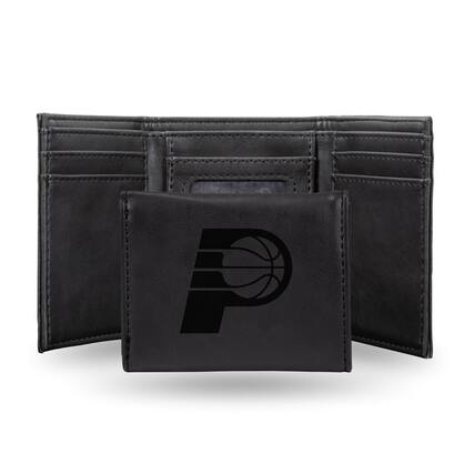 Front. Rico Industries - Indiana Pacers NBA Laser Engraved Black Trifold Wallet - Multi.