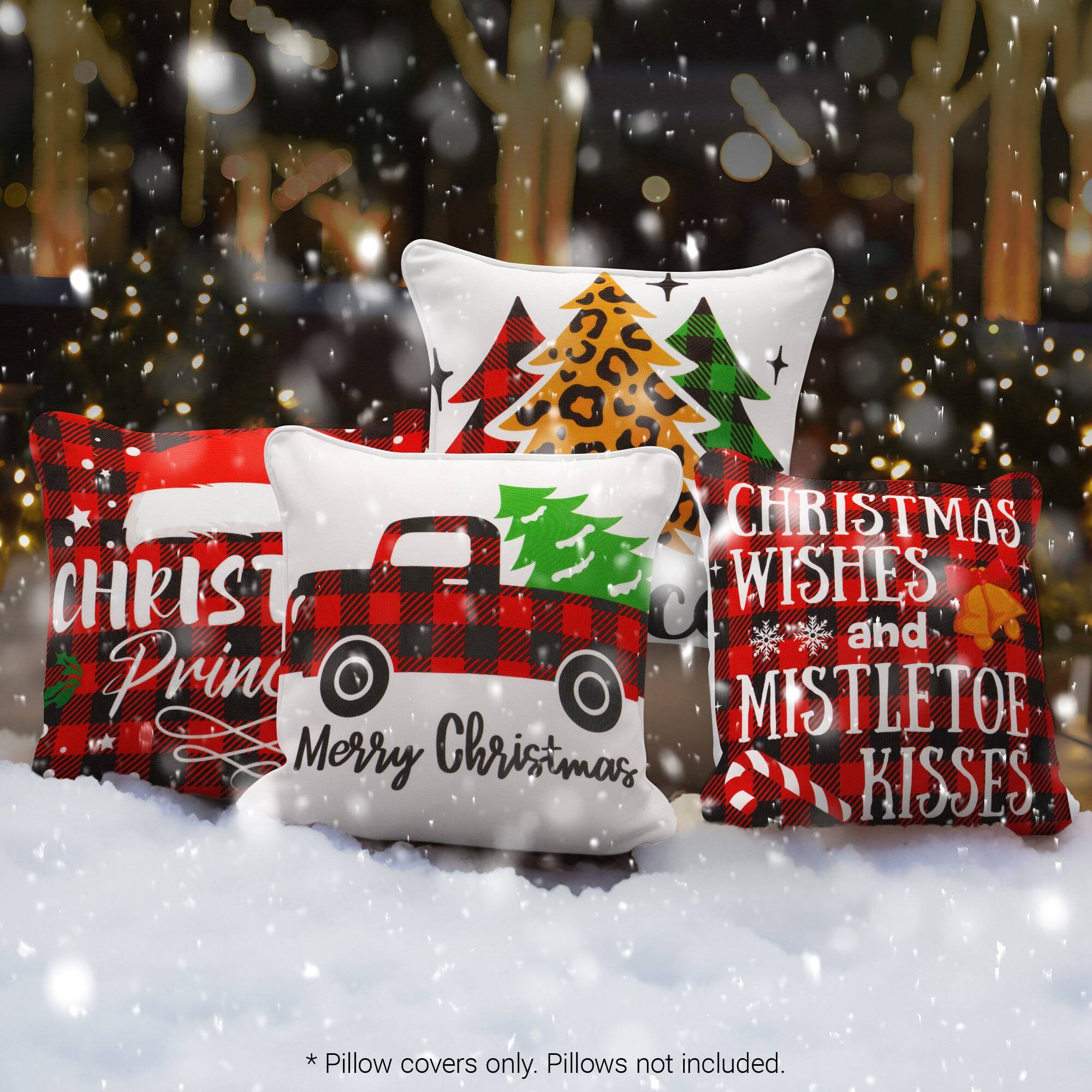 CHRISTMAS CHRIST WISHES C and Prini MISTLETOE Merry Christmas KISSES * *Pillow covers only. Pillows not included.