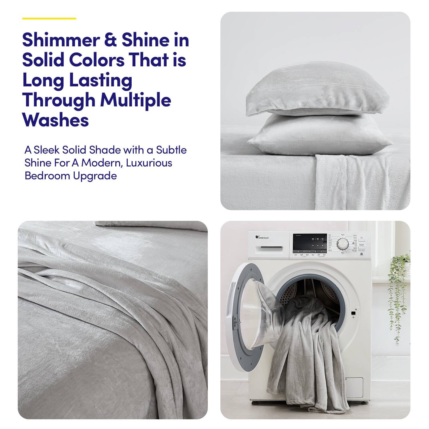 Shimmer & Shine in Solid Colors That is Long Lasting Through Multiple Washes

A Sleek Solid Shade with a Subtle Shine For A Modern, Luxurious Bedroom Upgrade