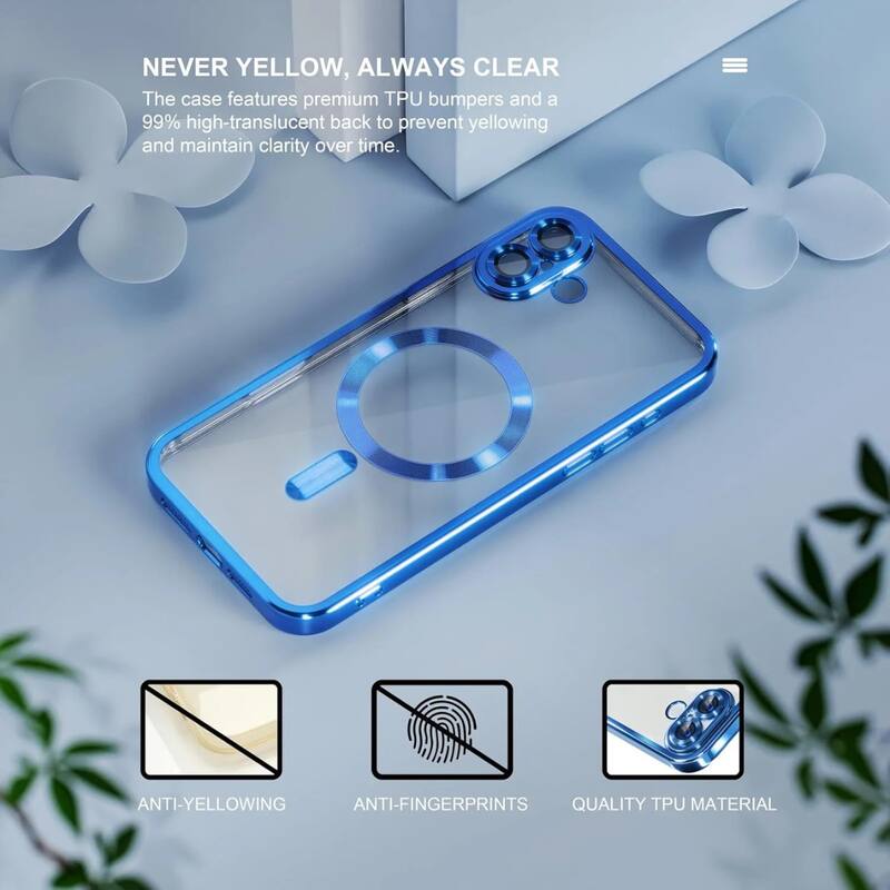 NEVER YELLOW, ALWAYS CLEAR

The case features premium TPU bumpers and a 99% high-translucent back to prevent yellowing and maintain clarity over time.

ANTI-YELLOWING  
ANTI-FINGERPRINTS  
QUALITY TPU MATERIAL