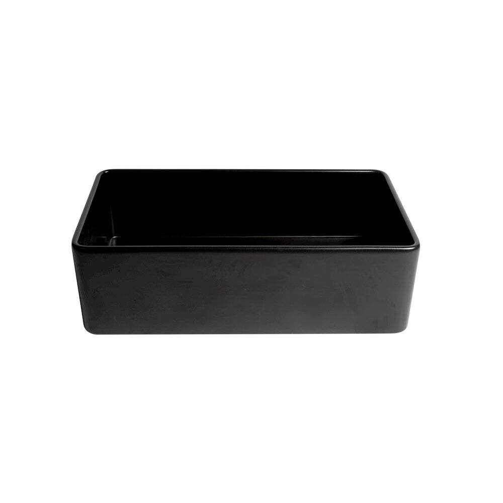 Alt View 2. Alfi - ALFI brand Black Matte Smooth Apron 33 x 18 Single Bowl Fireclay Farm Sink - Black.