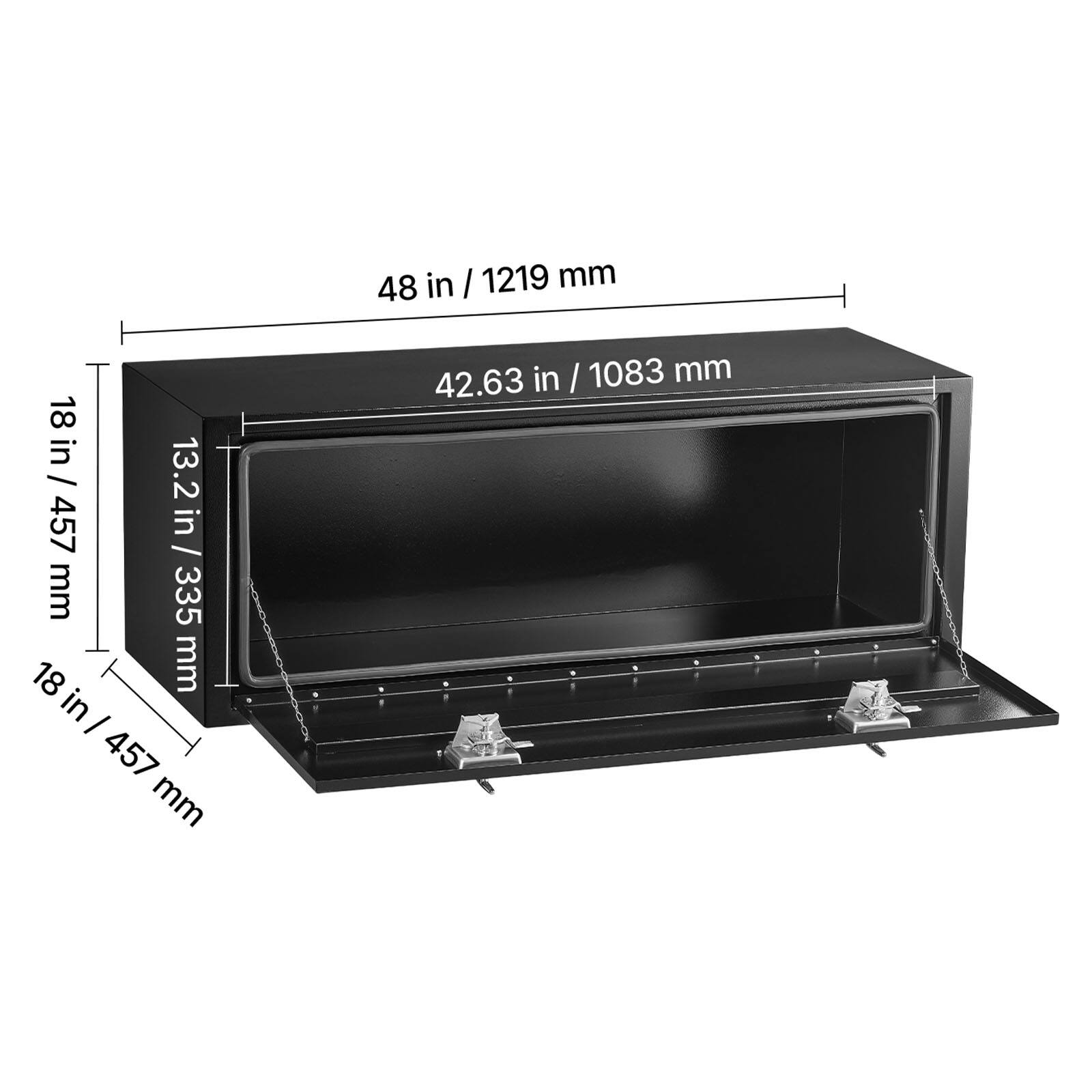 48 in / 1219 mm  
42.63 in / 1083 mm  
18 in / 457 mm  
13.2 in / 335 mm